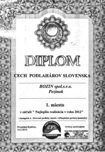 Diplom Najlepšia realizácia roku 2012